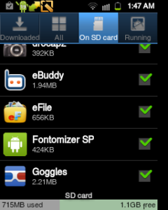 List Aplikasi pada SD Card